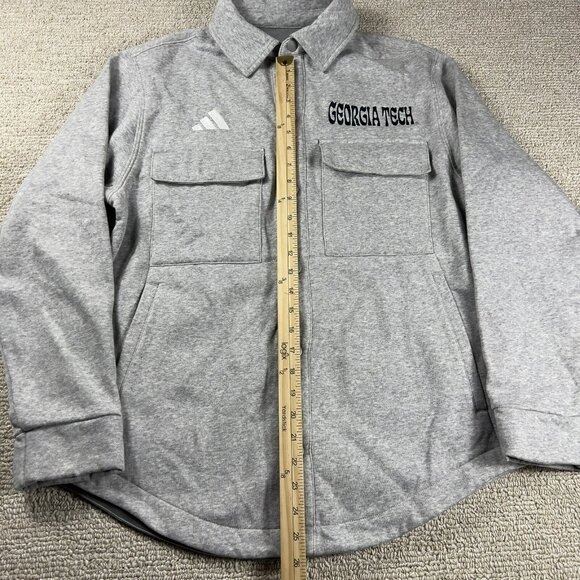 Adidas Georgia Tech Yellow Jackets Button Fleece Jacket Gray Men’s Size Small - Picture 5 of 8